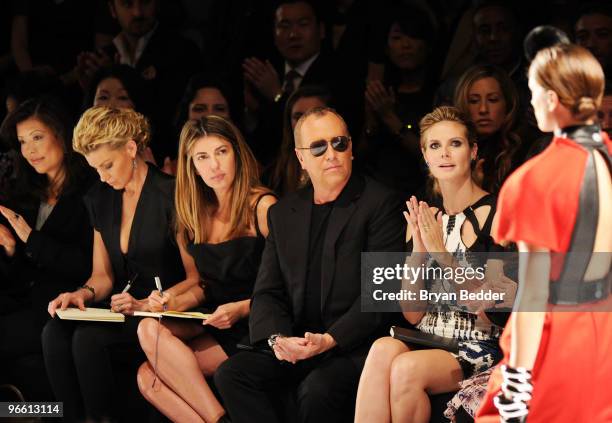 Singer Faith Hill, Fashion Director of Elle and Marie Claire Nina Garcia, designer Michael Kors and model Heidi Klum attend Project Runway Fall 2010...