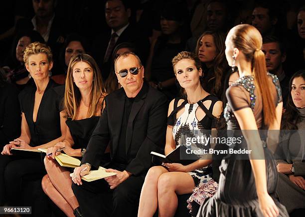 Singer Faith Hill, Fashion Director of Elle and Marie Claire Nina Garcia, designer Michael Kors and model Heidi Klum attend Project Runway Fall 2010...