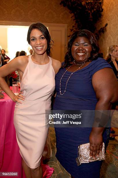 Actor/V-Day Board Member Rosario Dawson and actor Gabourey Sidibe attend V-Day's 4th Annual LA Luncheon featuring a reading of Eve Ensler's newest...