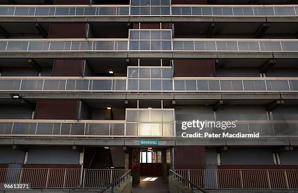 All the properties of a tower block are boarded up on the Heygate housing estate near Elephant and Castle on February 11, 2010 in London, England....