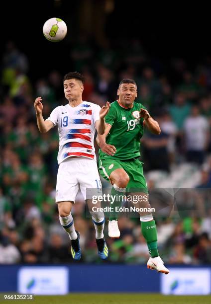 Dublin , Ireland - 2 June 2018; Jorge Villafaña of United States in action against Jonathan Walters of Republic of Ireland during the International...