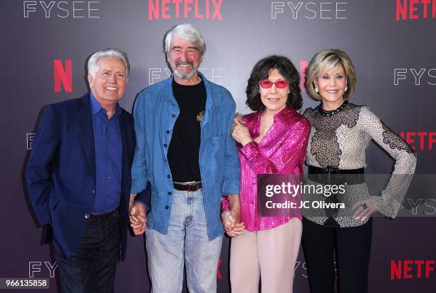 Actors Martin Sheen, Sam Waterson, Lily Tomlin and Jane Fonda attend #NETFLIXFYSEE Event For 'Grace and Frankie' at Netflix FYSEE at Raleigh Studios...