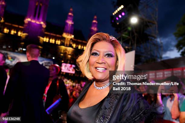 Patti LaBelle arrives for the Life Ball 2018 at City Hall on June 2, 2018 in Vienna, Austria. The Life Ball, an annual charity event raising funds...