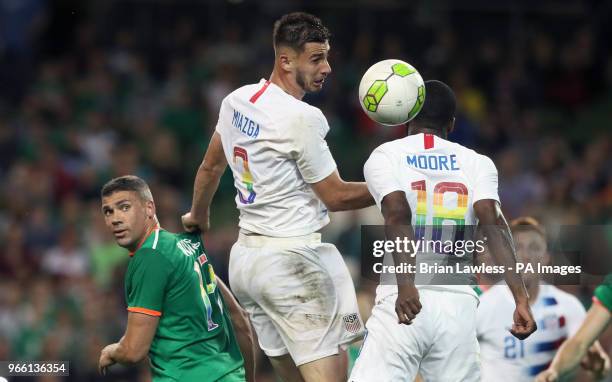 Republic of Ireland's Jonathan Walters and United States' Matt Miazga battle for the ball during the International Friendly match at the Aviva...