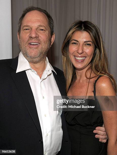 Producer Harvey Weinstein and Fashion Director of Elle and Marie Claire Nina Garcia attend the Mercedes-Benz Fashion Week Fall 2010 - Official...