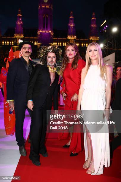 Joern Weisbrodt, Rufus Wainwright, Caitlyn Jenner and Sophia Hutchins attend the LIFE+ Solidarity Gala prior to the Life Ball at City Hall on June 2,...