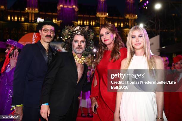 Joern Weisbrodt, Rufus Wainwright, Caitlyn Jenner and Sophia Hutchins attend the LIFE+ Solidarity Gala prior to the Life Ball at City Hall on June 2,...