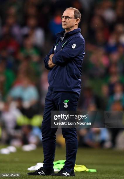 Dublin , Ireland - 2 June 2018; Republic of Ireland manager Martin O'Neill during the International Friendly match between Republic of Ireland and...