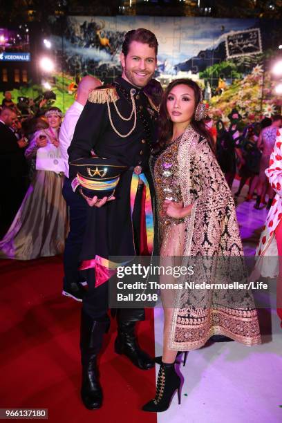 Jeannie Mai and Jaymes Vaughan arrive for the Life Ball 2018 at City Hall on June 2, 2018 in Vienna, Austria. The Life Ball, an annual charity event...