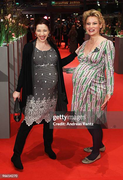 Pregnant Loretta Stern and Eve Maren Buechner attend 'The Ghost Writer' Premiere during day two of the 60th Berlin International Film Festival at the...