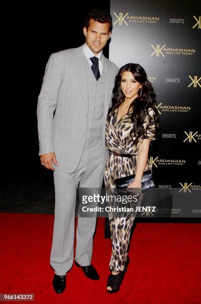 Kris Humphries and Kim Kardashian at the Kardashian Kollection Launch Party held at the Colony in Hollywood, USA on August 17, 2011.