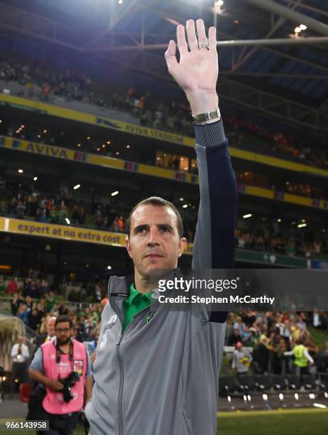 Dublin , Ireland - 2 June 2018; John O'Shea of Republic of Ireland acknowledges the crowd after the International Friendly match between Republic of...