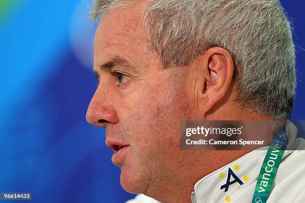 Mike Tancred the AOC Media Director speaks during the Australian Aerials news conference at the Main Press Centre during the Vancouver 2010 Winter...