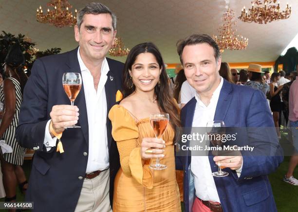 Veuve Clicquot President and CEO Jean-Marc Gallot, Freida Pinto, and International Director of Veuve Clicquot Thomas Bouleuc attend the 11th annual...