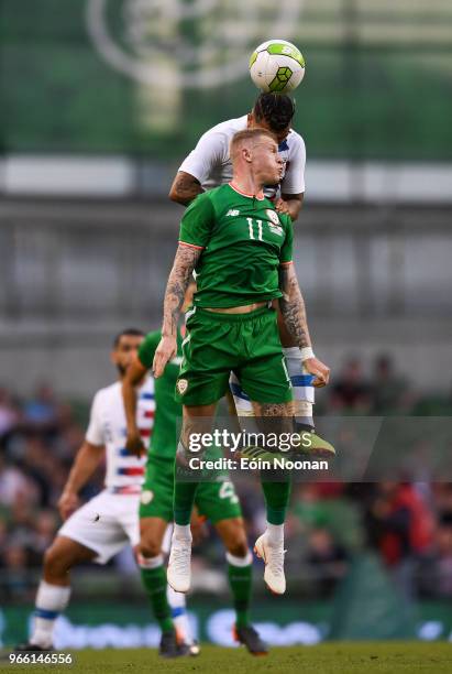 Dublin , Ireland - 2 June 2018; James McClean of Republic of Ireland in action against DeAndre Yedlin of United States during the International...