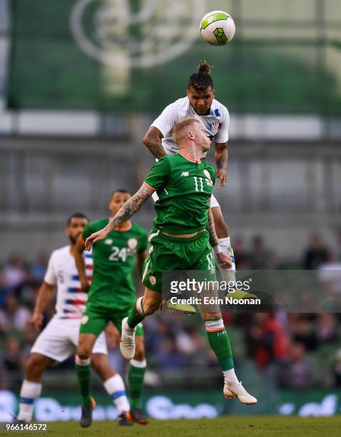 Dublin , Ireland - 2 June 2018; James McClean of Republic of Ireland in action against DeAndre Yedlin of United States during the International...