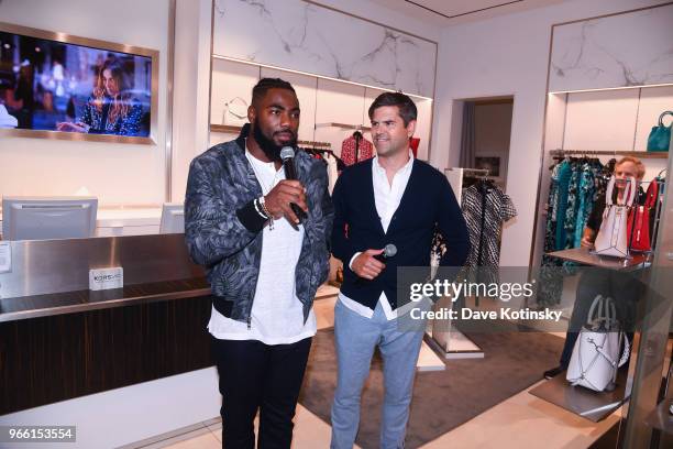 Brett Fahlgren and Landon Collins attend the Michael Kors & GQ Summer Kickoff With Landon Collins on June 2, 2018 in Short Hills City.