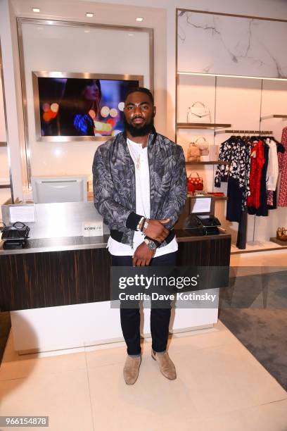 Landon Collins poses at the Michael Kors & GQ Summer Kickoff With Landon Collins on June 2, 2018 in Short Hills City.