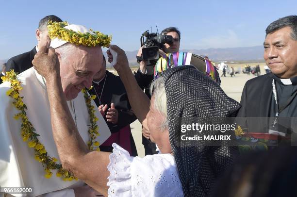 Le pape François a célébré une messe en plein air à San Cristobal de Las Casas ans l'état du Chiapas au Mexique le 15 février 2016. Le chef de...