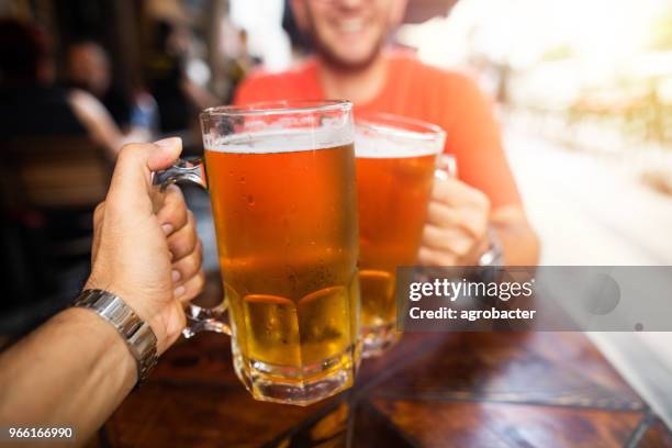 friends drinking beer - lager stock pictures, royalty-free photos & images