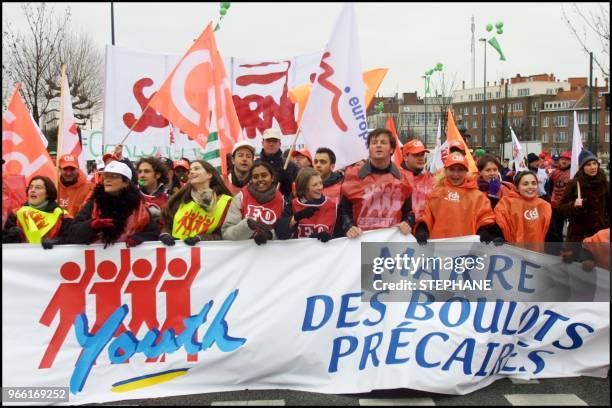 Demonstration of the European Confederation of Trade Unionists: 80,000 protesters from all over Europe marched through Brussels a few hours before...