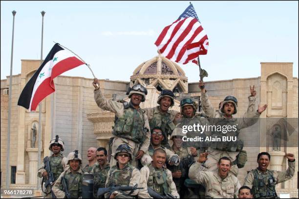 Marines outside Saddam Hussein's palace in Tikrit.