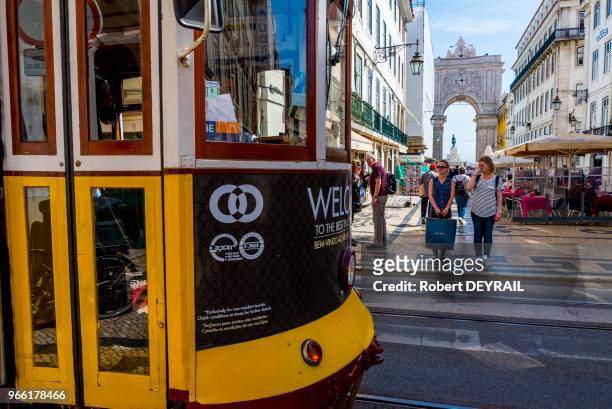 Tramway électrique de la ligne n° 28 nommé "Elétricos" , le 31 mars 2017, Lisbonne, Portugal.