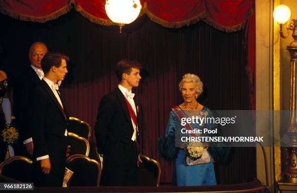 Queen Ingrid with prince Frederik and Prince Joachim .