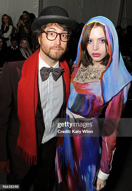 Musician Sean Lennon and model Charlotte Kemp Muh at Mercedes-Benz Fashion Week at Bryant Park on February 11, 2010 in New York City.