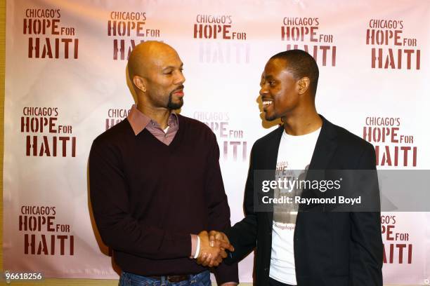 February 08: Rapper and actor Common greets Pastor Charles Jenkins at House Of Hope in Chicago, Illinois on February 08, 2010.