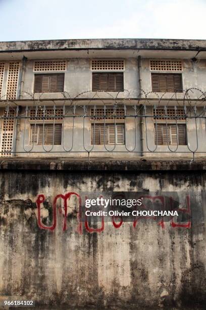 Musée du Génocide, connu aussi sous le nom de prison S-21 ou Tuol Sleng le 21 février 2017, Phnom Penh Cambodge. Ancien lycée converti en centre...