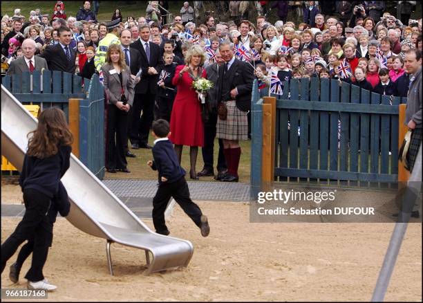 Prince Charles and Duchess Camilla of Rothesay open the new play park at Monaltrie park.