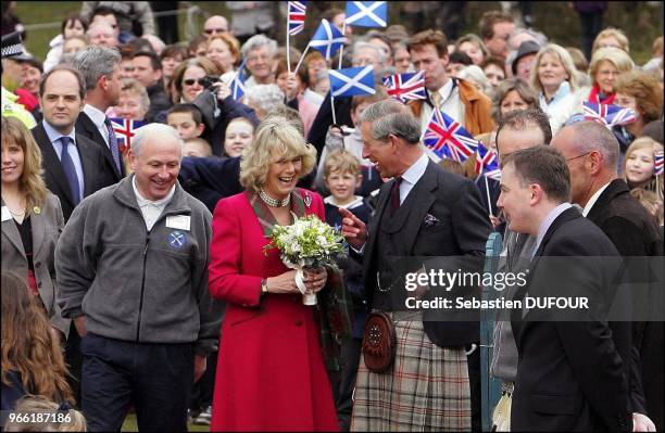 Prince Charles and Duchess Camilla of Rothesay open the new play park at Monaltrie park.