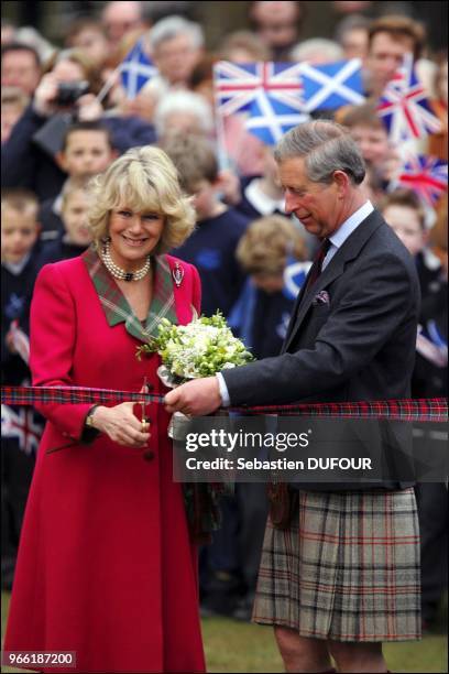 Prince Charles and Duchess Camilla of Rothesay open the new play park at Monaltrie park.