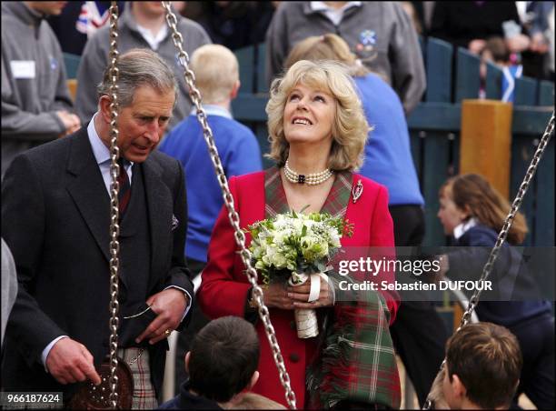 Prince Charles and Duchess Camilla of Rothesay open the new play park at Monaltrie park.