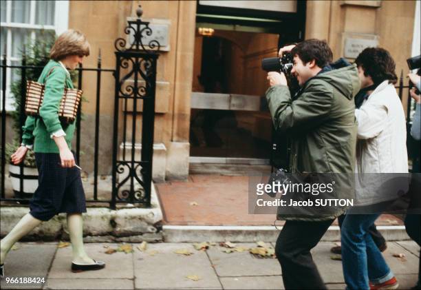 Lady Diana Spencer arriving at her flat.