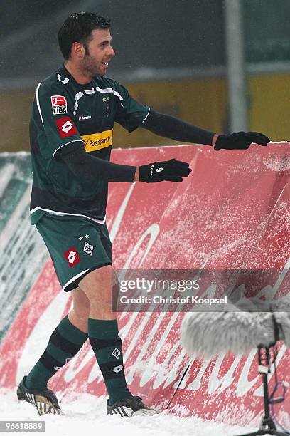 Roberto Colautti of Gladbach celebrates the first goal during the Bundesliga match between Borussia Moenchengladbach and 1. FC Nuernberg at Borussia...