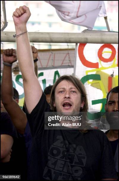 Luca Casarini during a march against the G8 summit.