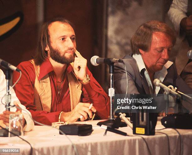Bee Gees 1978 Maurice Gibb & Robert Stigwood at Sgt Pepper Press Conference.