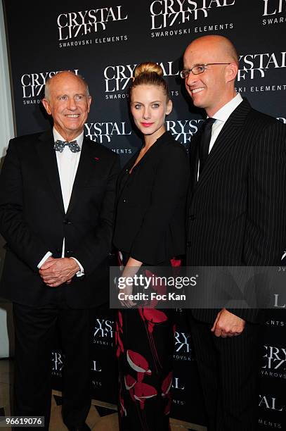 Professor Francis Larra from the "Ligue Contre le Cancer", actress Melanie Laurent and Markus Lampe from Crystallized attend the PFW Haute Couture...