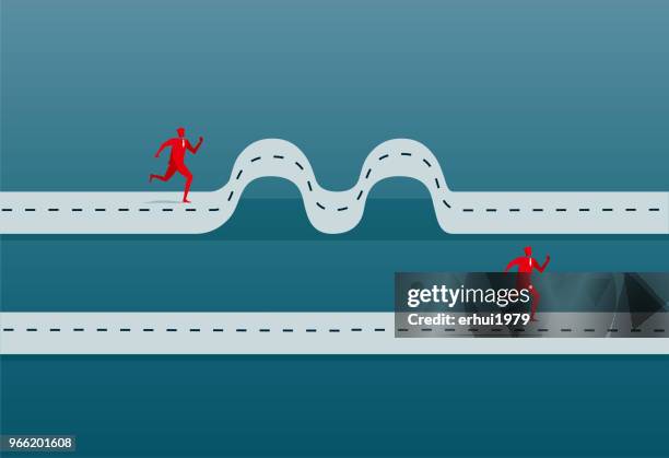 stockillustraties, clipart, cartoons en iconen met bedrijfsstrategie - hindernissen overkomen