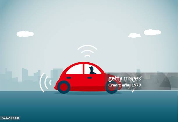 driverless car - waveform monitor stock illustrations