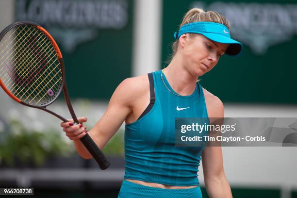 May 30. French Open Tennis Tournament - Day Four. Elina Svitolina of the Ukraine in action against Viktoria Kuzmova of Slovakia on Court Suzanne...