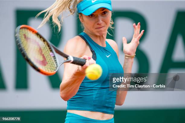 May 30. French Open Tennis Tournament - Day Four. Elina Svitolina of the Ukraine in action against Viktoria Kuzmova of Slovakia on Court Suzanne...