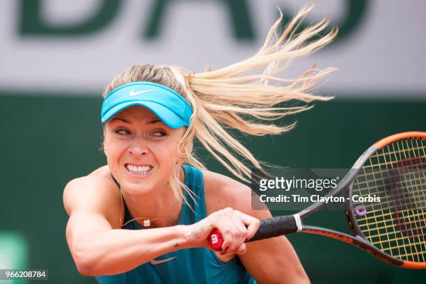 May 30. French Open Tennis Tournament - Day Four. Elina Svitolina of the Ukraine in action against Viktoria Kuzmova of Slovakia on Court Suzanne...