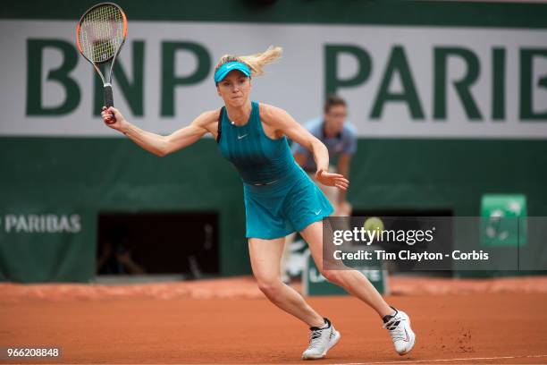 May 30. French Open Tennis Tournament - Day Four. Elina Svitolina of the Ukraine in action against Viktoria Kuzmova of Slovakia on Court Suzanne...