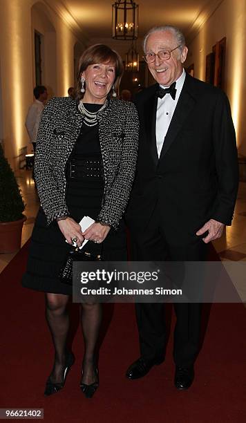 Count Franz von Bayern and Ursula von Bayern arrive for the Hubert Burda Birthday Reception at Munich royal palace on February 12, 2010 in Munich,...