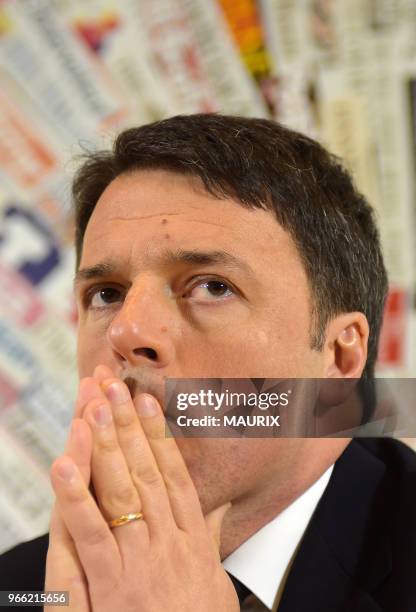 Le Premier Ministre italien Matteo Renzi a donné une conférence de presse à l'Association de la Presse Etrangère à Rome, Italie le 22 Février 2016 au...