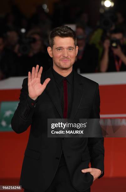 Le chanteur canadien Michael Bublé arrive à la première du film 'Tour Stop 148' durant le 11ème Festival du Film de Rome le 14 Octobre 2016 à Rome,...