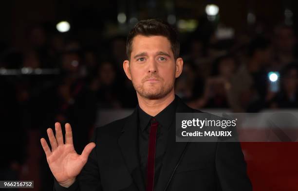 Le chanteur canadien Michael Bublé arrive à la première du film 'Tour Stop 148' durant le 11ème Festival du Film de Rome le 14 Octobre 2016 à Rome,...